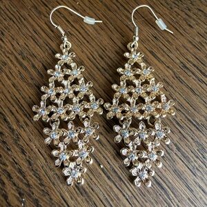 Gold Floral Dangle Earrings